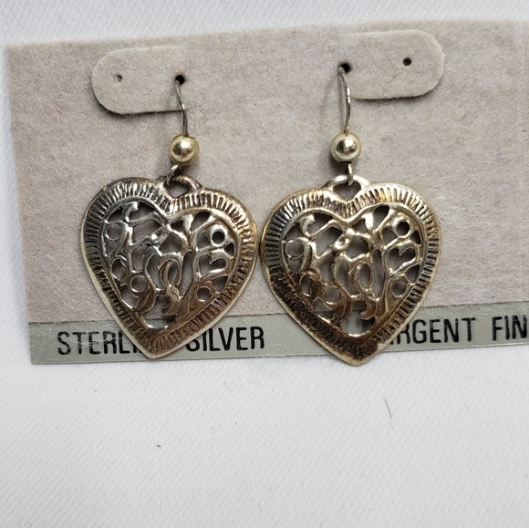 Silver Stamped HBC 925 Heart Earring Fish Hook - Picture 7 of 9